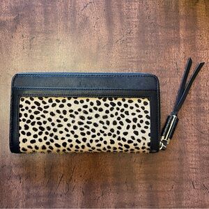 Stella & Dot Covet Mercer Wallet - leopard print - calf hair and black leather